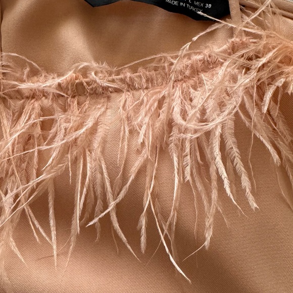 Zara Baby Pink Feather Faux Silk Tank Top - Picture 5 of 6